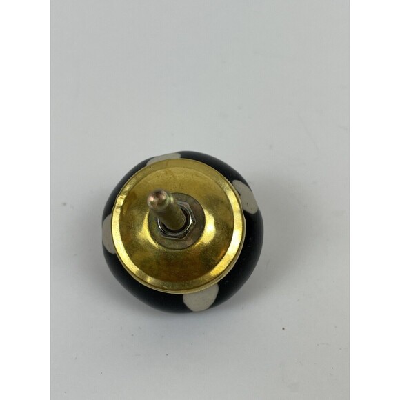 New Porcelain Decorative Drawer Cabinet Knob Pull Black Cream Hearts - Picture 3 of 5